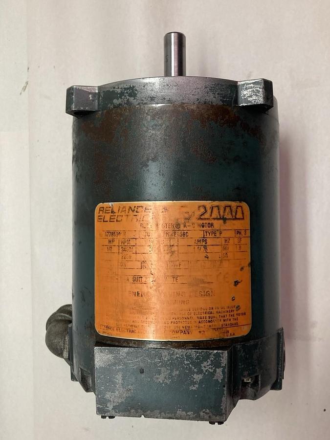 Used Reliance,A77B5901N,3-Phase Electric Motor Blower 1/2HP 3450/2850RPM 240/480V