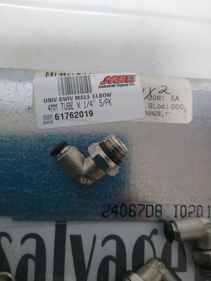 UNBRANDED,617620,TUBE SWIVEL ELBOW 4MM OD 1/4" UNI NICKLE PLATED BRASS LOT OF 14