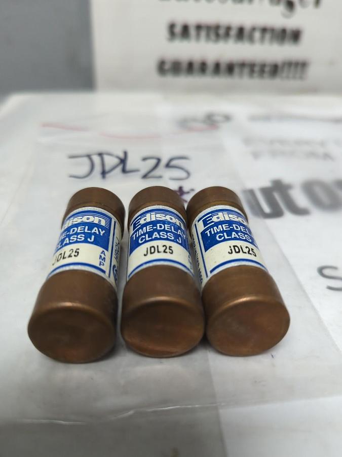 EDISON,JDL25,CLASS J 25 AMP FUSE LOT OF 3 NOS