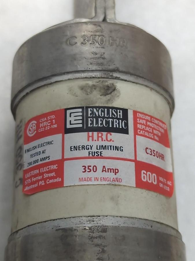 ENGLISH ELECTRIC,C350HR,ENERGY LIMITING 350 AMP FUSE NOS