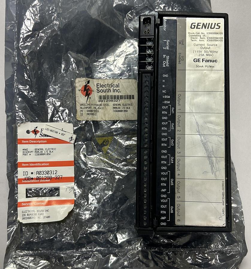 Used GE FANUC,IC660BBA105K / IC660BBA105,GENIUS BLOCK CURRENT SOURCE OUTPUT MODULE