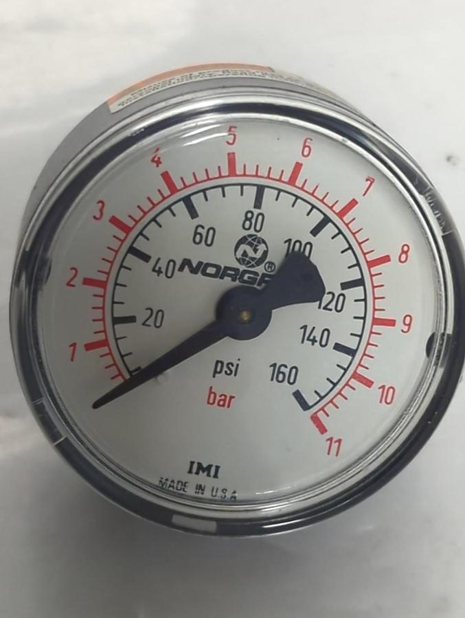 Used NORGREN,0-160,PRESSURE GAUGE 0-160PSI 0-11 BAR PRE-OWNED