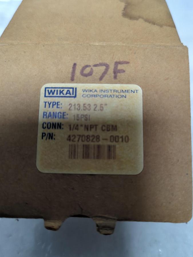 WIKA,4270828-0010,GAUGE 2-1/2 IN FACE 1/4 IN NPT BACK CONNECTION 15PSI NOS