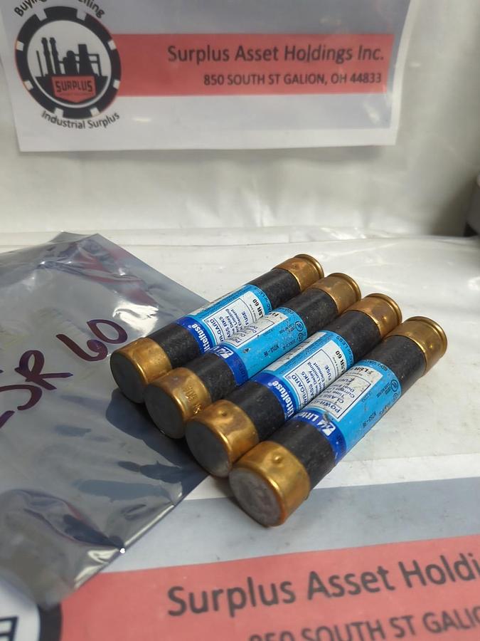 Used LITTELFUSE,FLSR60,INDICATOR 60 AMP FUSE LOT OF 4 PRE-OWNED