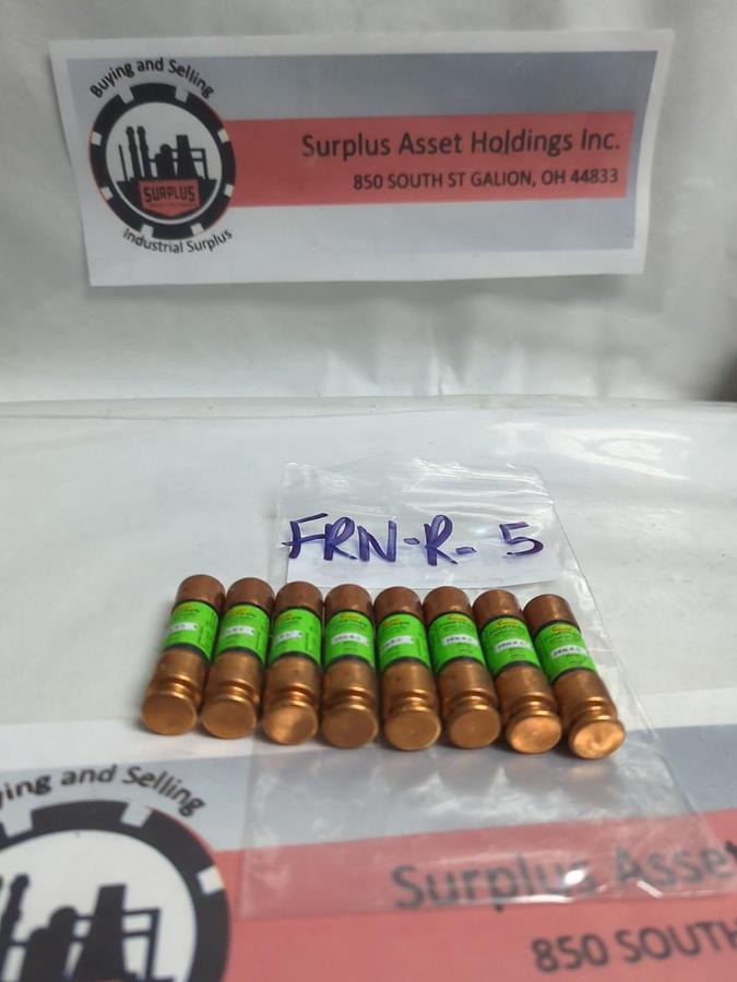 Used COOPER BUSSMANN,FRN-R-5,FUSETRON 5 AMP FUSE LOT OF 8 PRE-OWNED