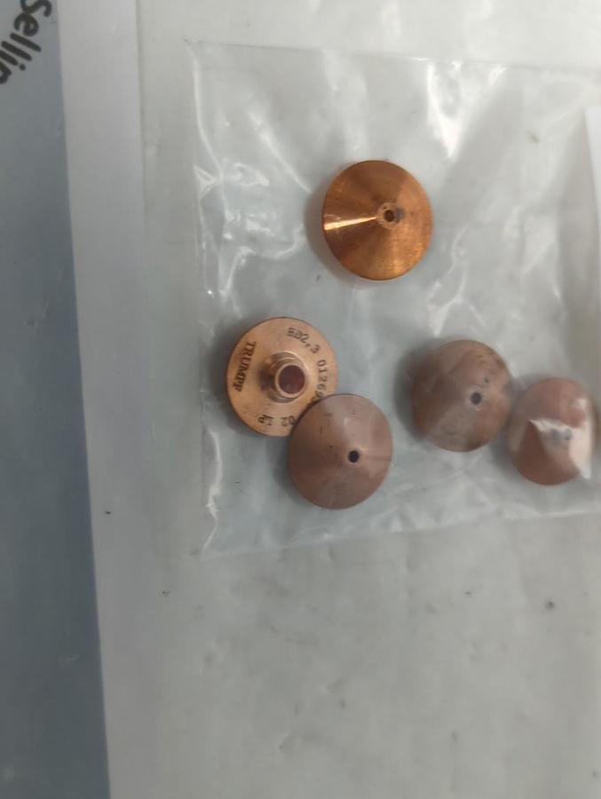 Used TRUMPF,0126933,CHROME PLATED LASER MACHINE NOZZLE 2.3MM/M8/ECE LOT OF 5
