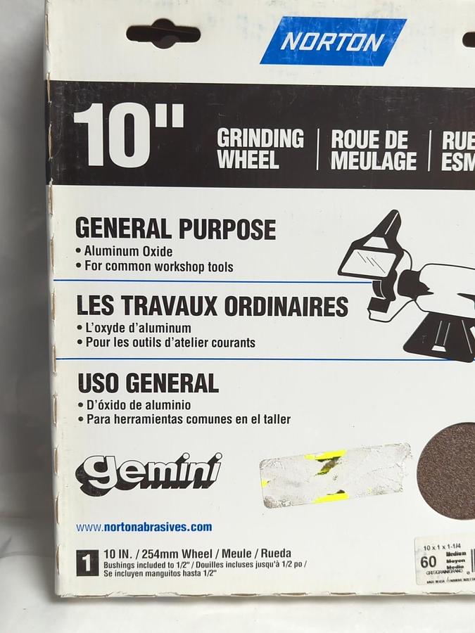NORTON,88290,GRINDING WHEEL 10 INCH WITH BUSHINGS 10X1X1-1/4 NOS