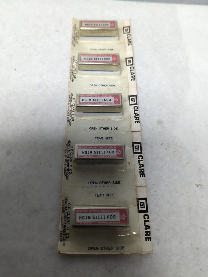 CLARE,HGJM51111 K00,WETTED CONTACT RELAY PACKAGE OF 5 NEW
