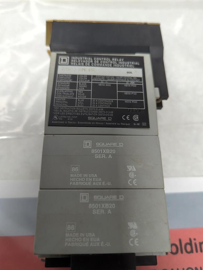 Used SQUARE D,8501XN040,INDUSTRIAL CONTROL RELAY SERIES A PRE-OWNED