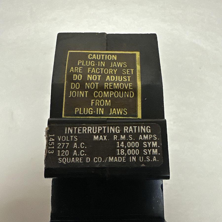 Used Square-D,FY14020C,20 Amp 1 Pole Circuit Breaker