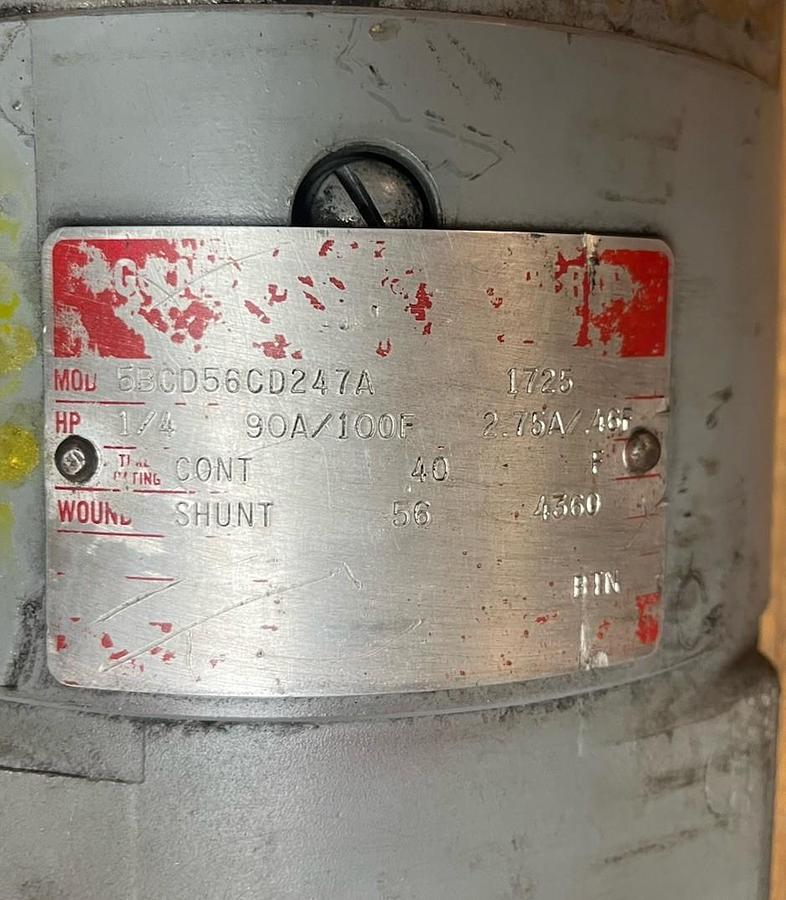 Used GE,5BCD56CD247A,DC MOTOR 1/4HP 1725RPM 2.75A FR 56