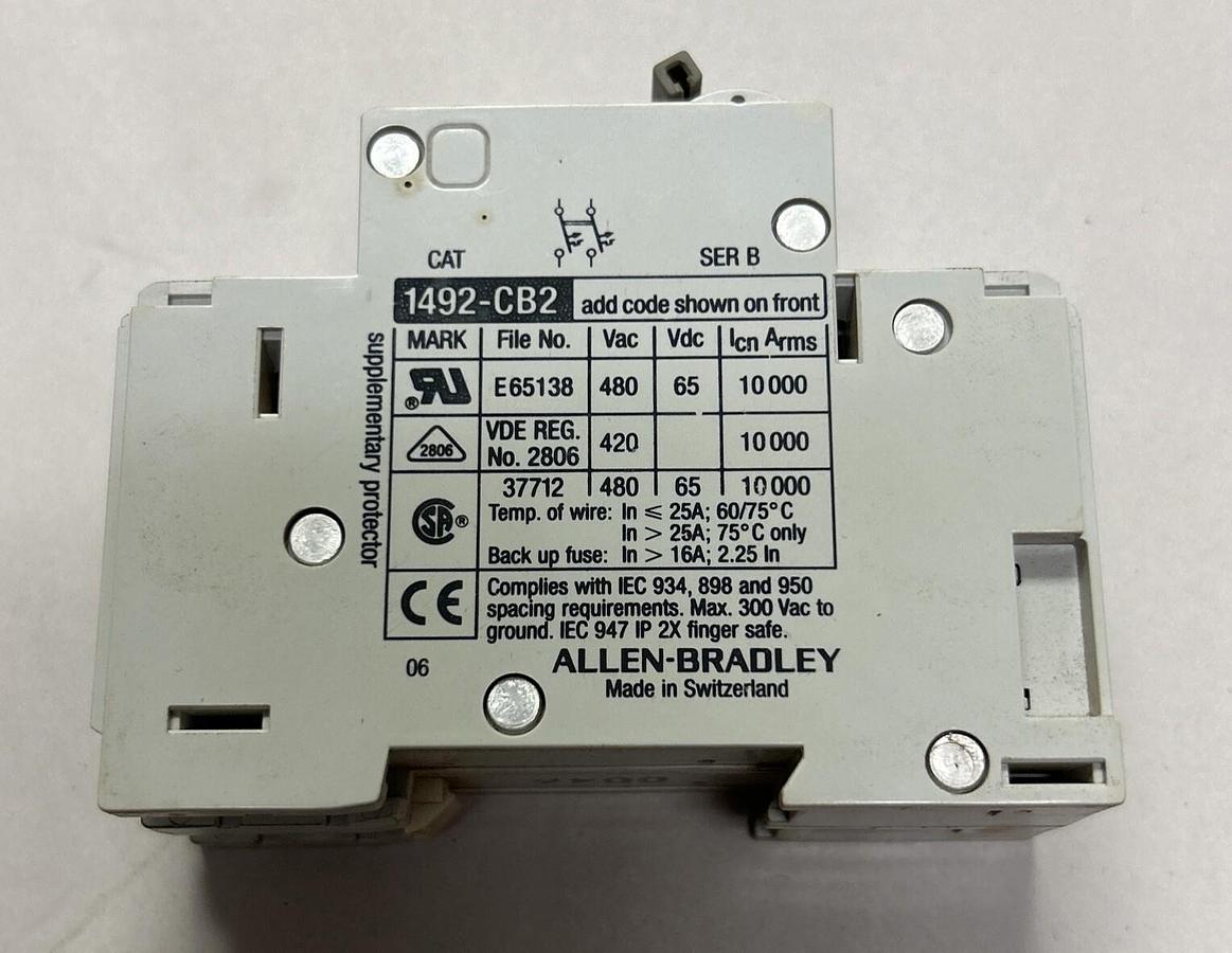 Used ALLEN BRADLEY,1492-CB2G010,CIRCUIT BREAKER 1A NEW