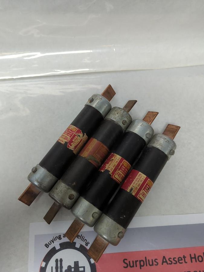 Used COOPER BUSSMANN,FRS-100,FUSETRON 100 AMP FUSE LOT OF 4 PRE-OWNED