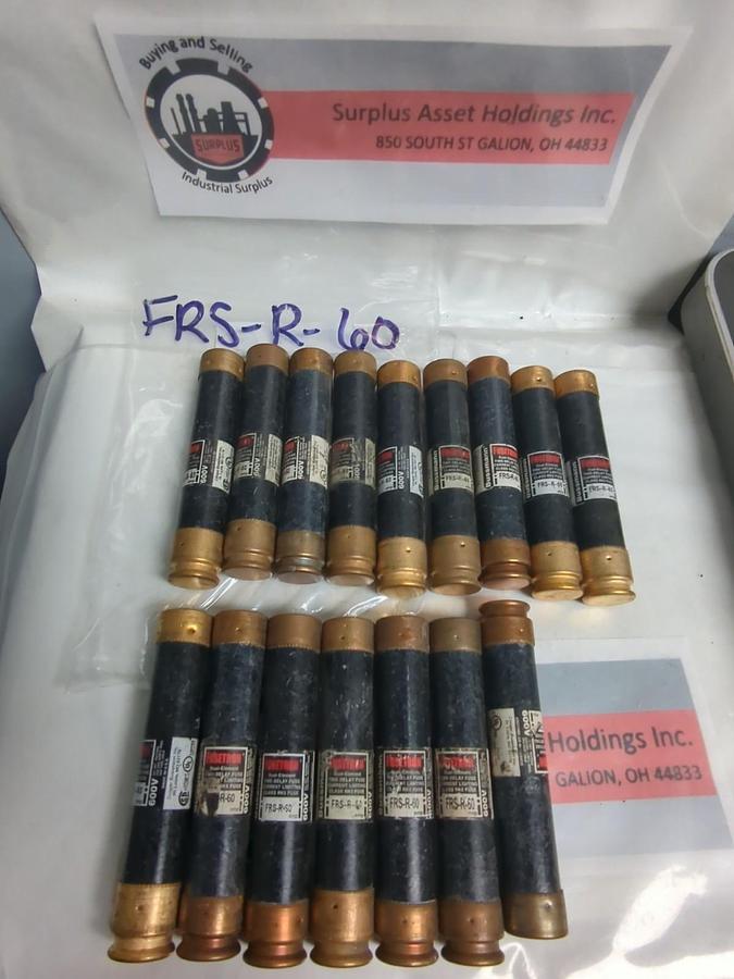 Used COOPER BUSSMANN,FRS-R-60,FUSETRON FUSE 60 AMP LOT OF 16 PRE-OWNED