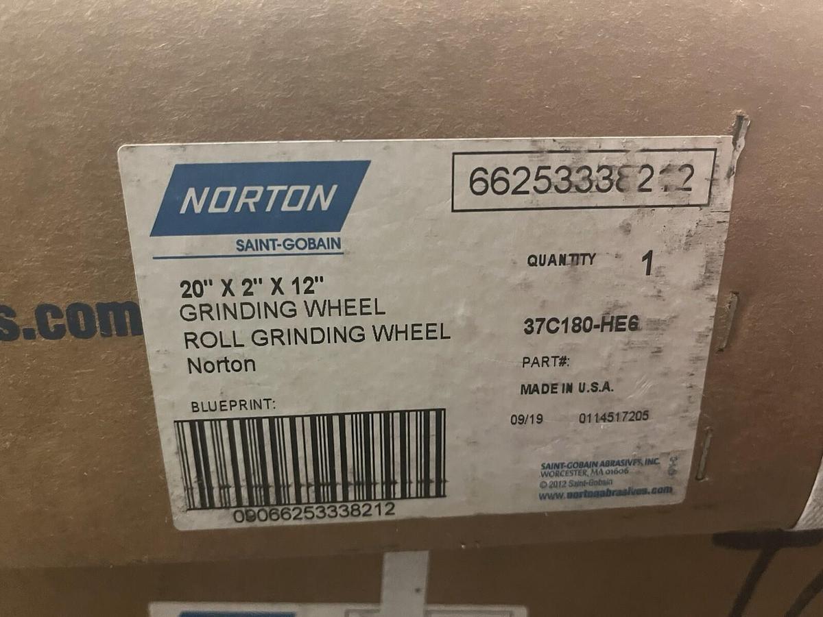 NORTON,37C180-HE6,ROLL GRINDING WHEEL 20" X 2" X 12"