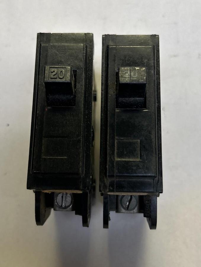 Used GENERAL SWITCH,GA120,CIRCUIT BREAKER 20A 120/240V 1P LOT OF 2