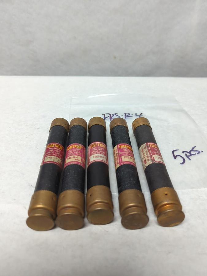 Used COOPER BUSSMANN,FRS-R-4,FUSETRON 4 AMP FUSE LOT OF 5 PRE-OWNED