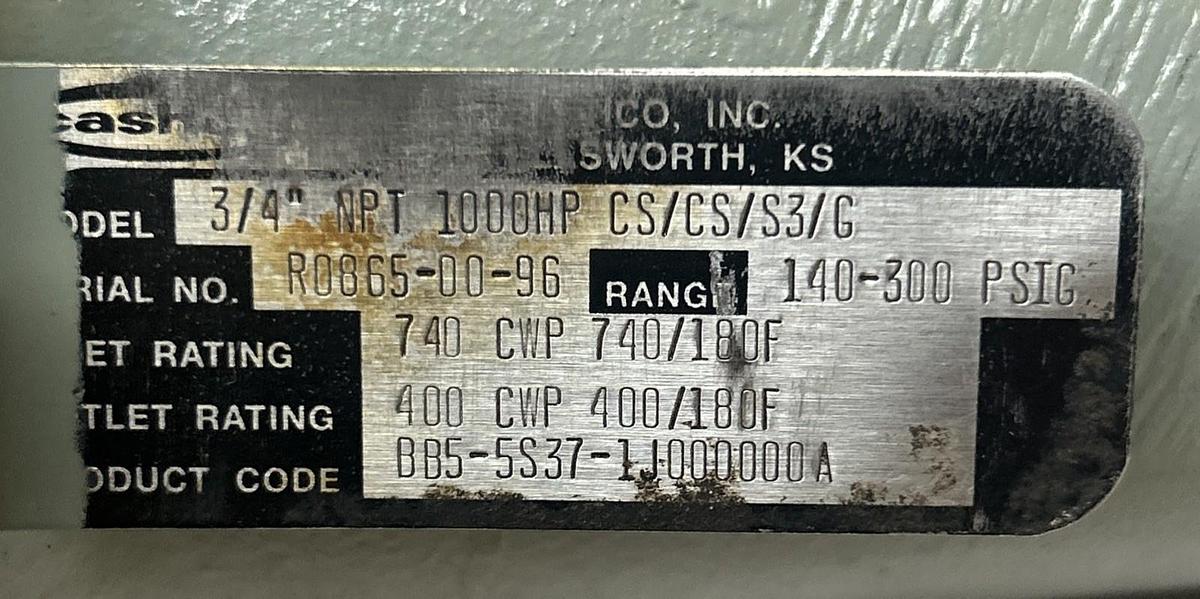 CASHCO,1000HP,PRESSURE REGULATOR 3/4INCH NPT 140-300PSIG NOS