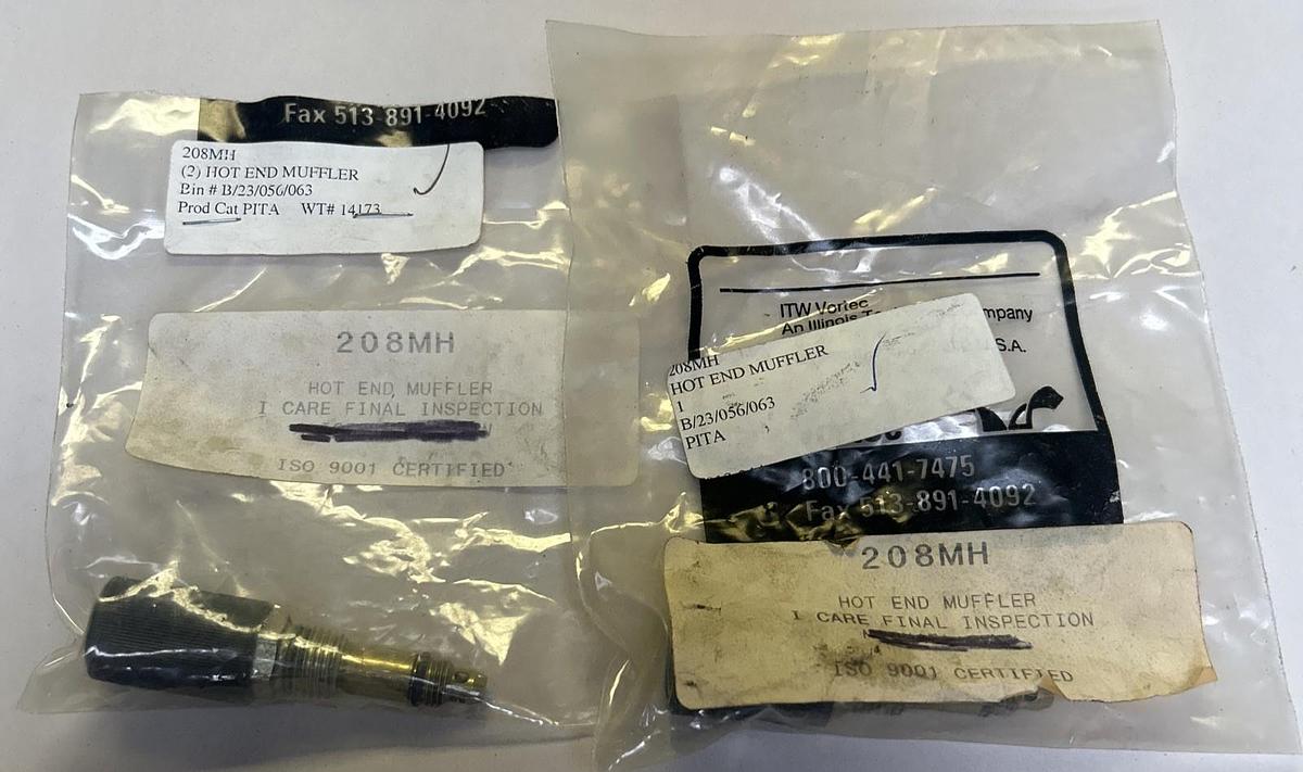 ITW VORTEC,208MH,HOT END MUFFLER LOT OF 2 NOS