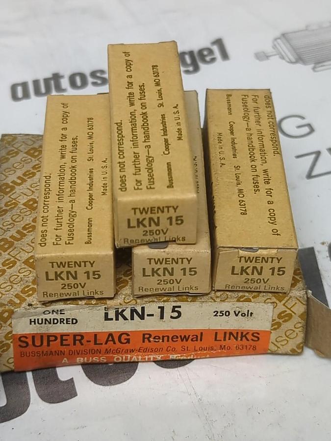 COOPER BUSSMANN,LKN-15,SUPER-LAG RENEWAL LINKS 250V LOT OF 100