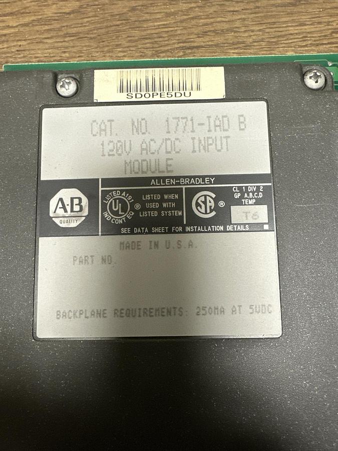 Used Allen Bradley,1771-IAD B,120V AC/DC Input Module