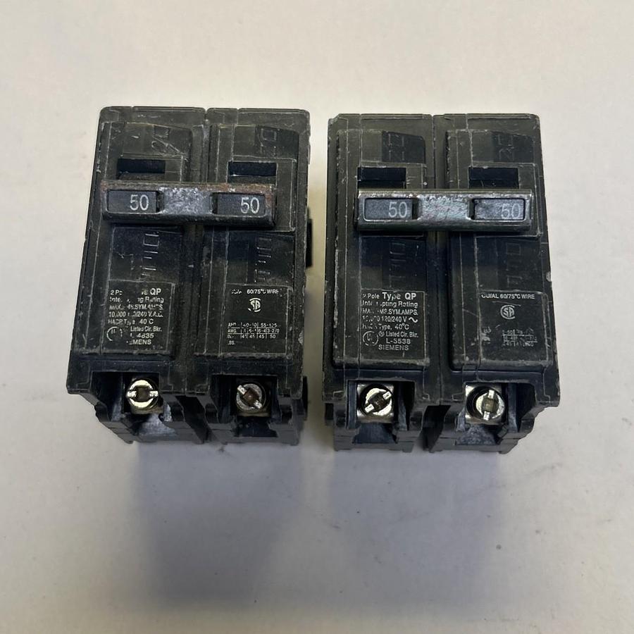 Used SIEMENS,Q250,CIRCUIT BREAKER 50A 120/240V 2P LOT OF 2