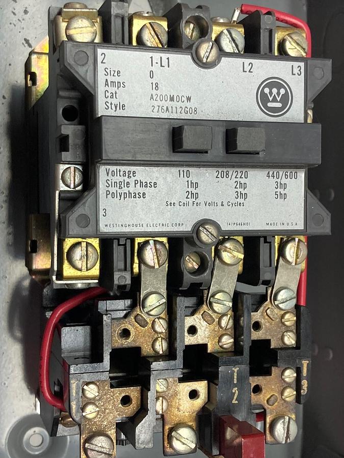 Used Westinghouse,A200S0CW,3-Phase Enclosed Motor Starter Size 0