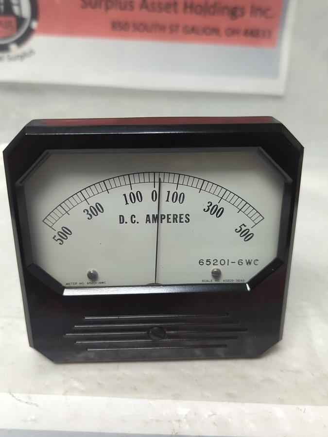 Used TRIPLETT,65201-6WC,PANEL METER 500-0-500 D.C AMPERES PRE-OWNED