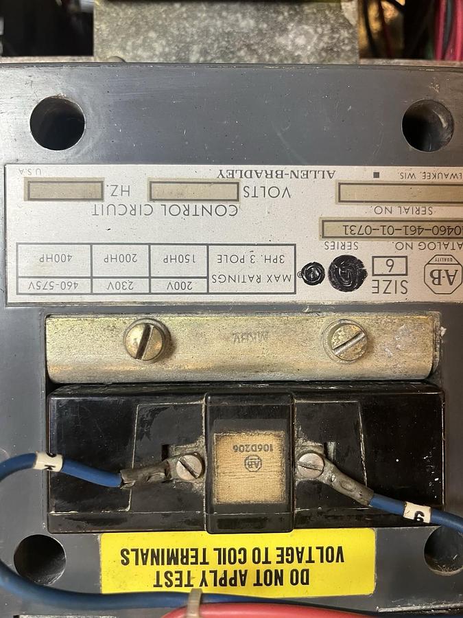 Used ALLEN BRADLEY,40460-461-01-0731,SIZE 6 STARTER 480V 400HP COIL 90VDC