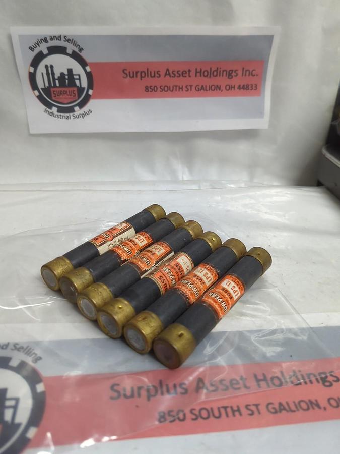 Used COOPER BUSSMANN,LPS-1-1/8,LOW-PEAK 1-1/8 AMP FUSE LOT OF 6 PRE-OWNED