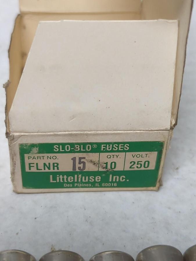 LITTELFUSE,FLNR-15,SLO-BLO 15 AMP FUSES BOX OF 10 NOS