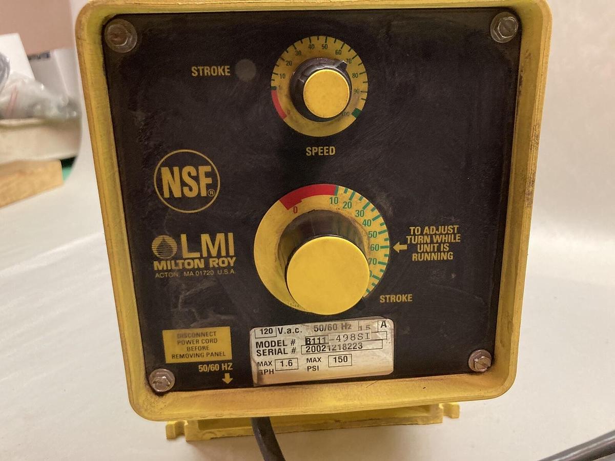 Used LMI Milton Roy,B111-498SI,Electromagnetic Dosing Pump 110 PSI Max
