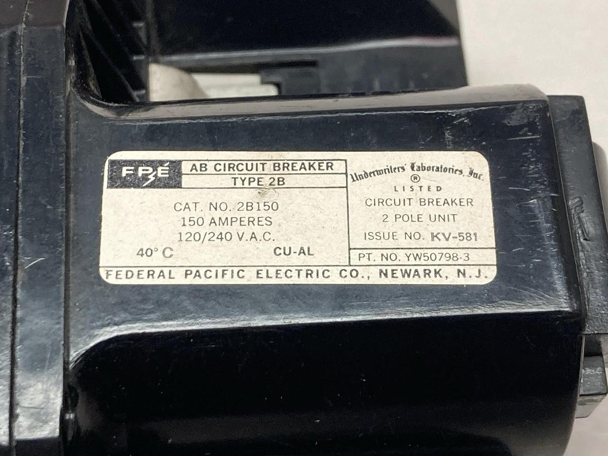 Used FPE,Type 2B,Circuit Breaker 150A 120/240Vac 2-Pole Unit