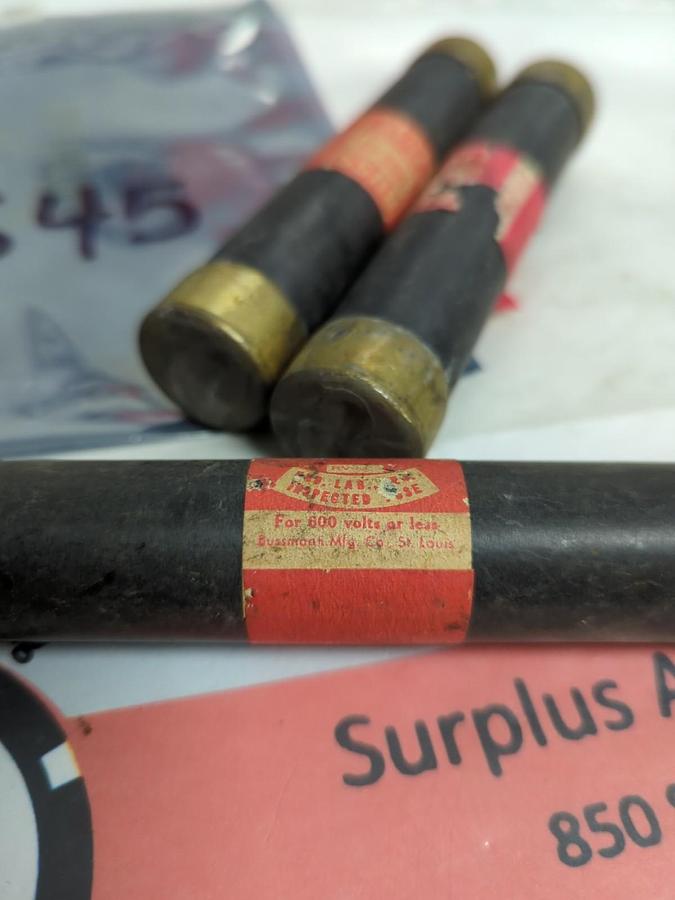 Used COOPER BUSSMANN,NOS-45,ONE-TIME FUSE 45 AMP LOT OF 3 PRE-OWNED