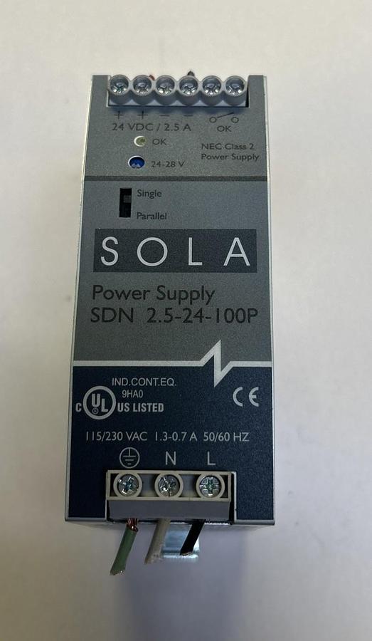 Used EMERSON SOLA,SDN2.5-24-100P,POWER SUPPLY 115/230V 1.3-0.7A