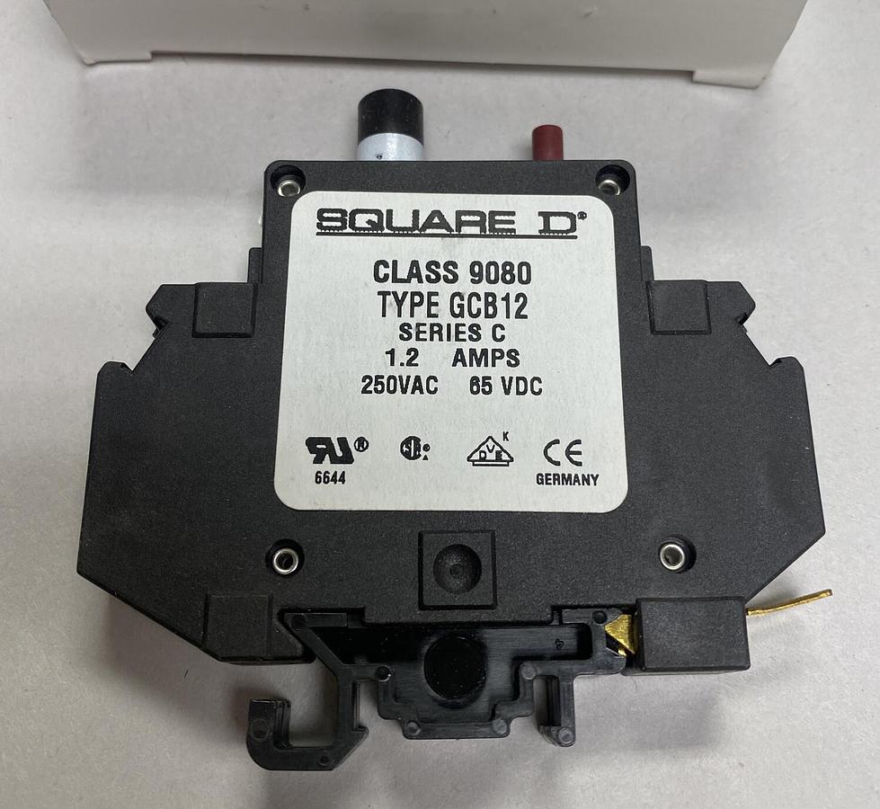 Used SQUARE D,9080GCB12,SER C CIRCUIT PROTECTOR 1.2 A 250VAC 65VDC NEW