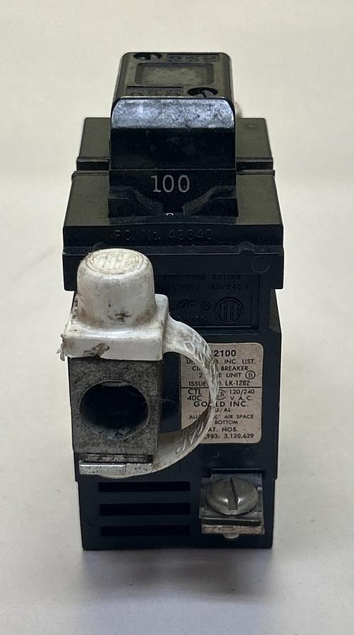 Used GOULD,P2100,PUSHMATIC CIRCUIT BREAKER 100A 120/240V 2P