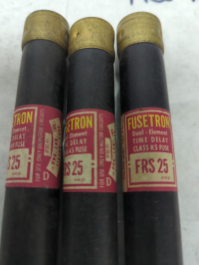 Used COOPER BUSSMANN,FRS-R-25,FUSETRON 25 AMP FUSE LOT OF 3 PRE-OWNED