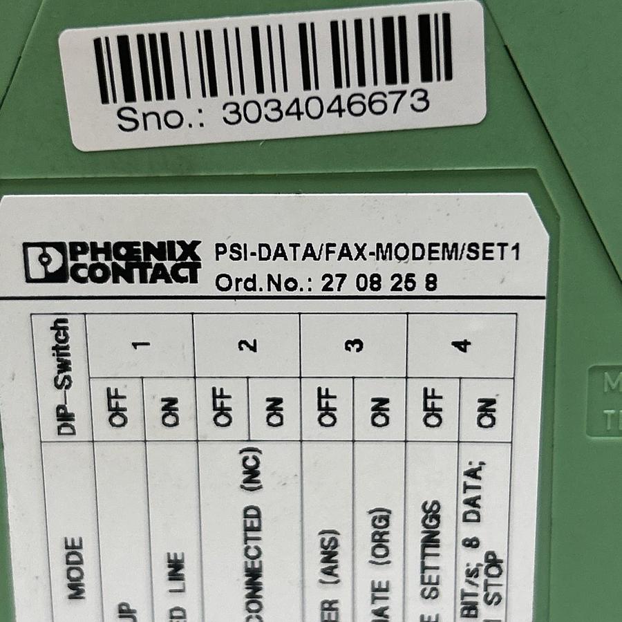 Used PHOENIX CONTACT,PSI-DATA/FAX-MODEM/RS232,INDUSTRIAL ANALOG MODEM
