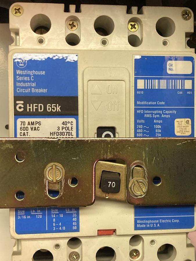 Used Allen-Bradlely,2197,12 INCH MCC Disconnect Feeder Bucket 70A Breaker