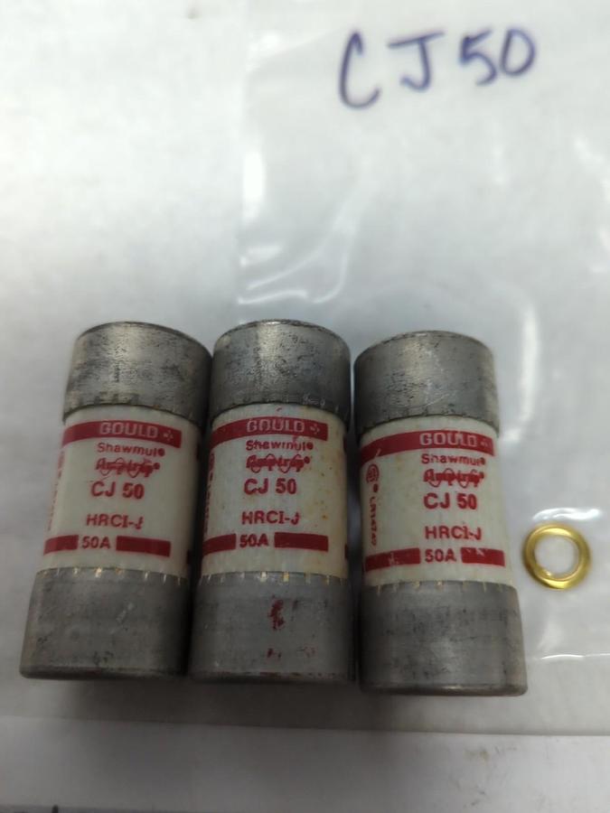 Used GOULD SHAWMUT,CJ-50,AMP-TRAP 50 AMP FUSE LOT OF 3 PRE-OWNED
