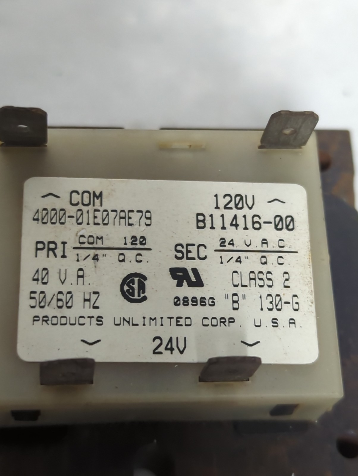 Used PRODUCTS UNLIMITED,4000-01E07AE79,FURNACE TRANSFORMER PRE-OWNED