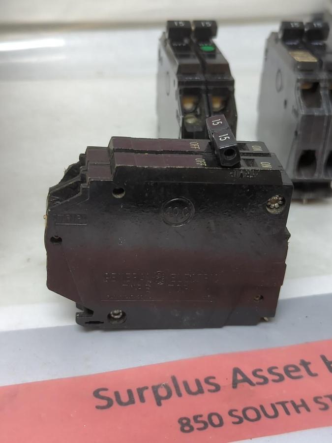 Used GENERAL ELECTRIC,THQP2115,CIRCUIT BREAKER 15 AMP 2-POLE LOT OF 3 PRE-OWNED