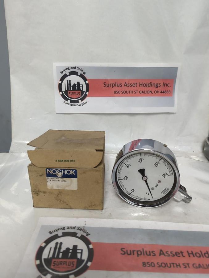 NOSHOK,40.300.300PSI,PRESSURE GAUGE 1/4 INCH BOTTOM CONNECTION NOS
