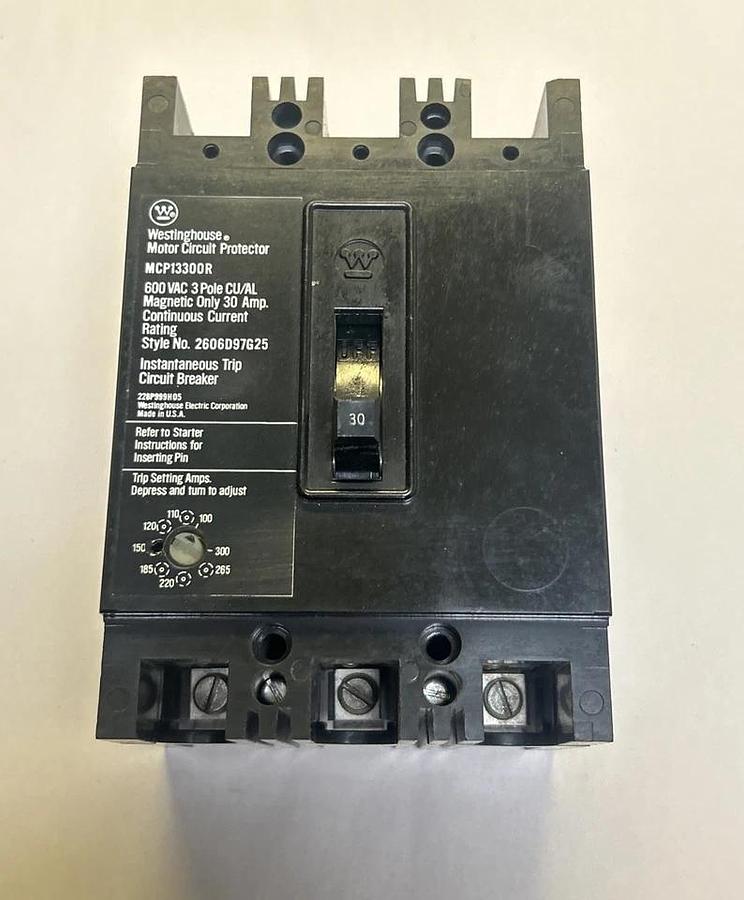 Used WESTINGHOUSE,MCP13300R,CIRCUIT BREAKER 30A 600V 3P