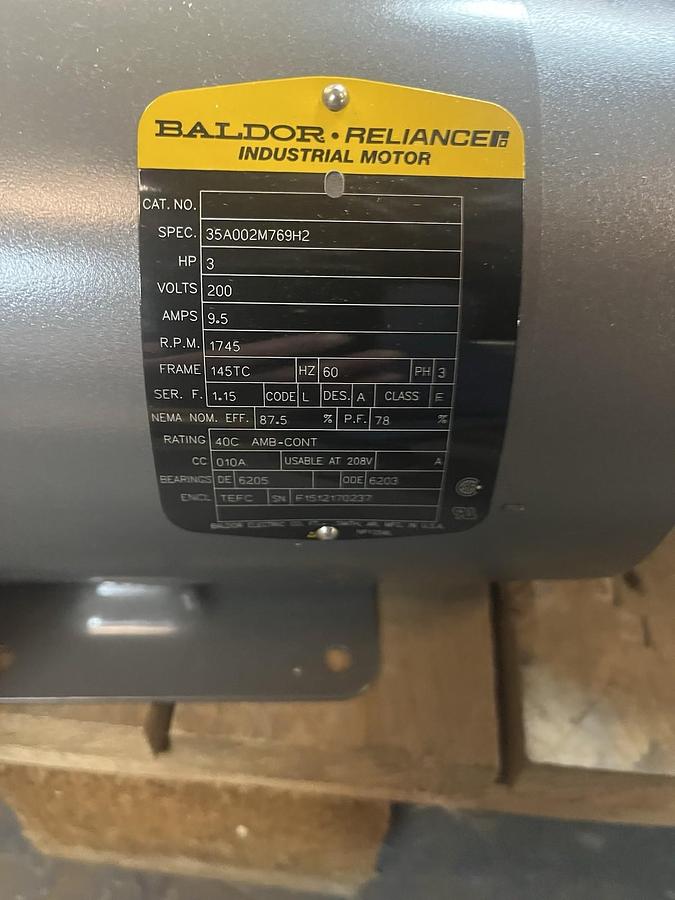 BALDOR,35A002M769H2,MOTOR 3HP 200V 1745RPM 3PH 145TC