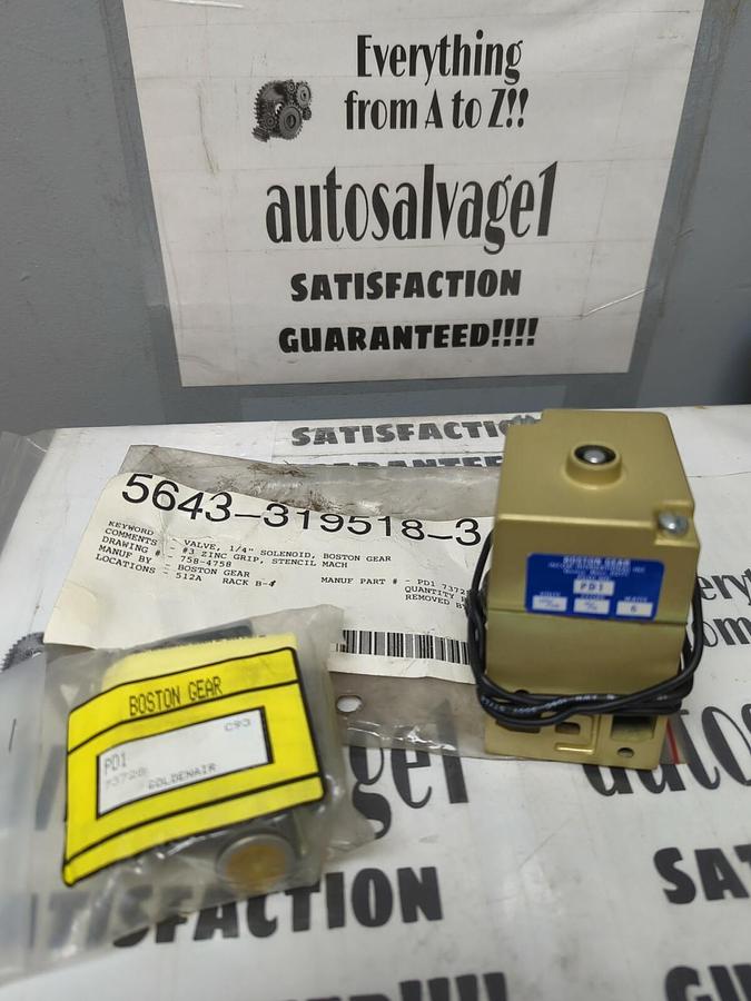 BOSTON GEAR,PD1 73728-C93,VALVE 1/4 INCH SOLENOID NOS