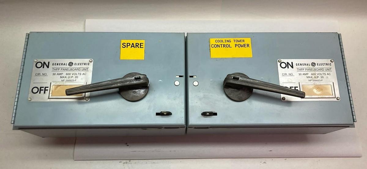 Used GE,THFP361/THFP361L,Twin Fusible Panelboard Switch Disconnect 30A 600Vac 250VDC