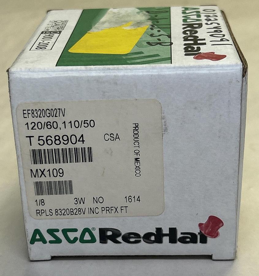 Used ASCO,EF8320G027V,SOLENOID VALVE 1/8INCH 3W 110/120V NEW