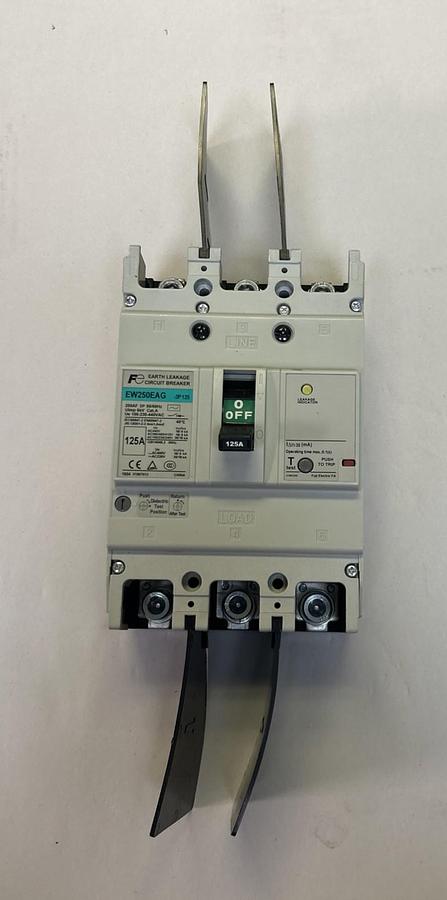 Used FUJI ELECTRIC,EW250EAG,EARTH LEAKAGE CIRCUIT BREAKER 125A 100-230-440V 3P